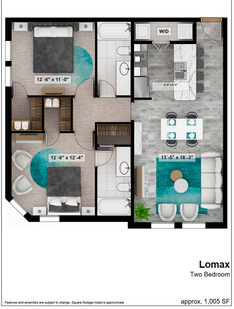 the floor plan of lonsdale two bedroom apartment